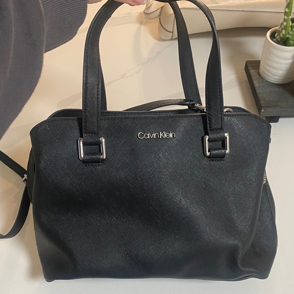 Calvin Klein Handbags - Calvin Klein Black Saffiano Leather Satchel